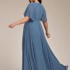 Chiffon V Neck Short Sleeves Appliques Plus Size Formal Dresses for Curvy Women Evening Gowns 01960-DA