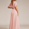 Women's Formal Dresses Flutter Short Sleeve Floor Length Dress 2024 High Waist Evening Dresses 0050