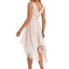 Women's Vintage V Neck Irregular Hem Lace A Line Chiffon Cocktail Dresses 00207