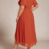 Women's A Line Curvy Pleated Chiffon Plus Size Semi Formal Dress