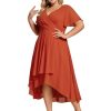 Women's A Line Curvy Pleated Chiffon Plus Size Semi Formal Dress