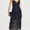 Women's Sleeveless Lace Fit & Flare Midi Dress