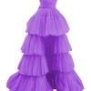2025 Ball Gown High Low Prom Homecoming Cocktail Dresses Strapless Layers Tulle Ruffle
