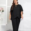 Mother of Bride Pant Suits Plus Size Half Sleeve 2 Piece Chiffon Pantsuit Formal Wedding Guest Outfit