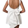 Mini Prom Dress Pearl Satin Evening Dress with Bow Backless Bodycon Formal Party Gowns AD045