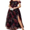 Womens Wedding Guest 2025 Elegant Classy Off The Shoulder Dress Floral Sleeveless Tulle Split Cocktail Party Maxi Dresses