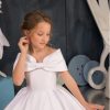 Girls Pageant Dresses Satin Flower Girl Dress - Off Shoulder First Communion Dress Princess for Girls