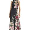 Women's Sleeveless Mock Neck Maxi Elegant Floral Print for Wedding Guest-Versatile Formal Dresses