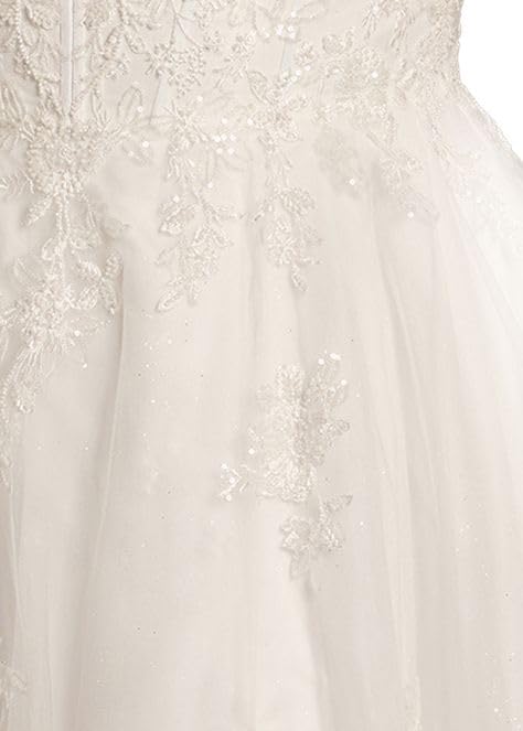 Square Neck Tulle and Lace Ball Gown Wedding Dress