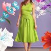 Women's One Shoulder Pleated Skirt Dress Event Occasion Party Guest of