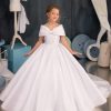 Girls Pageant Dresses Satin Flower Girl Dress - Off Shoulder First Communion Dress Princess for Girls