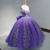 Lace Quinceanera Dresses Ball Gown Puffy Sparkly Tulle 3D Floral Sweet 16 Dresses Off Shoulder Party Gowns Y130