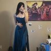 Cowl Neck Satin Bridesmaid Dresses Long with Slit Spaghetti Straps Formal Prom Evening Gowns with Pockets 2025