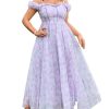 Womens Wedding Guest 2025 Elegant Classy Off The Shoulder Dress Floral Sleeveless Tulle Split Cocktail Party Maxi Dresses
