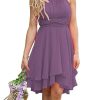 Halter Chiffon Bridesmaid Dresses for Wedding A Line Ruffle Formal Evening Gowns