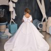 Girls Pageant Dresses Satin Flower Girl Dress - Off Shoulder First Communion Dress Princess for Girls