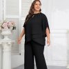 Mother of Bride Pant Suits Plus Size Half Sleeve 2 Piece Chiffon Pantsuit Formal Wedding Guest Outfit