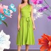 Women's One Shoulder Pleated Skirt Dress Event Occasion Party Guest of