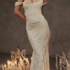 Elegant Lace Bodycon Fishtail Dress Wedding Guest Fishbone Shoulder Strap Ruched Midi Party Dress for Women