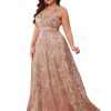 Plus Size Sleeveless Glitter Sequined Womens Long Formal Gown Aline Wedding Guest Dress Floor Length Evening Dresses