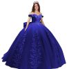 Lace Quinceanera Dresses Ball Gown Puffy Sparkly Tulle 3D Floral Sweet 16 Dresses Off Shoulder Party Gowns Y130