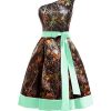 One Shoulder Camo Bridesmaid Dresses Evening Formal Prom Dress Short