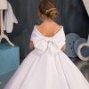 Girls Pageant Dresses Satin Flower Girl Dress - Off Shoulder First Communion Dress Princess for Girls