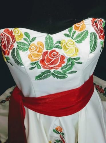 Rose Flowers Embroidered Quinceanera Dresses Damas Strapless Satin Hi Low Formal Dress Girls 2025