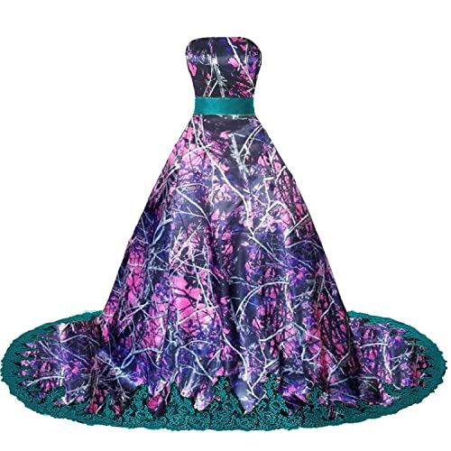 Camo and Lace Wedding Bride Dresses Evening Prom Dress Long