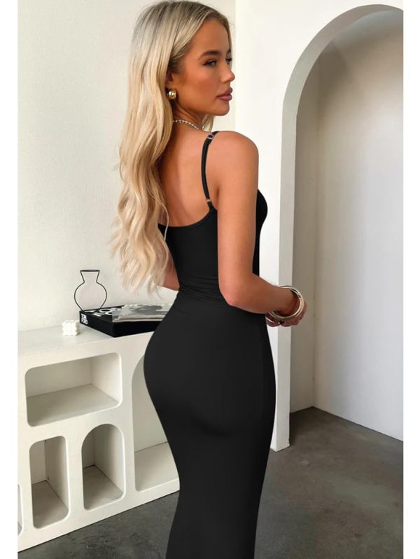 Women's Summer Casual Slip Maxi Dress Sexy Spaghetti Strap Bodycon Long Dresses