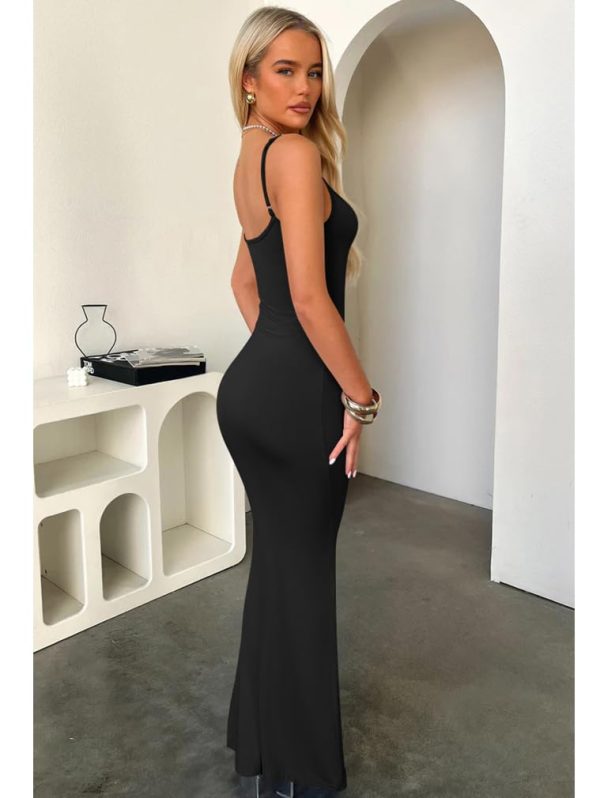 Women's Summer Casual Slip Maxi Dress Sexy Spaghetti Strap Bodycon Long Dresses