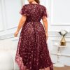 Plus Size 1X-4X Sequin Embroidery Formal Long Dress Glitter Side Slit A Line Dresses Prom Wedding Evening Gown