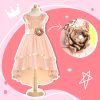 Girls Sequin Flower Dress - Birthday Party Dresses for Girls Age 3-12 Year Old, High-Low Sleeveless Dresses for Kids