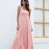 Women's Summer Boho Spaghetti Strap Square Neck Ruffle Casual Flowy Long Dress Beach Swing Party Maxi Dress
