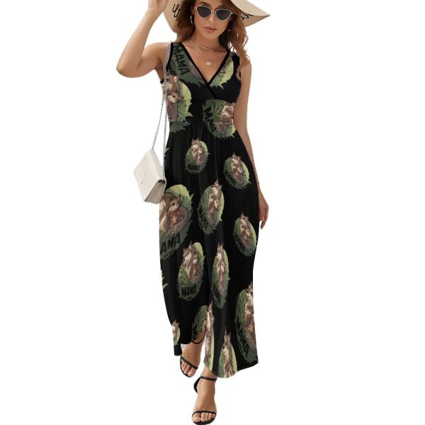 Mama Wolf Wolf Love Womens Casual Sleeveless Dress Maxi Long Beach Dress Sundress