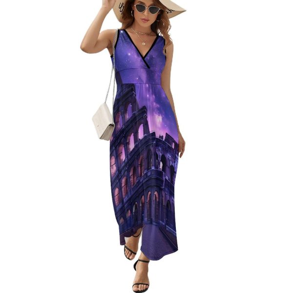Rome Italy Famous Ancient Landmark Womens Casual Sleeveless Dress Maxi Long Beach Dress Sundress