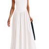 Women's Maxi Sundress Casual Summer 2025 Sleeveless Asymmetrical Drop Waist Patchwork Long Flowy Tank Dresses