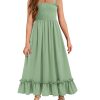 Girls Summer Dress Boho Beach Casual Smocked Maxi Dresses 6-13 Years