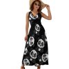 Cute Bear Panda Nerd with Glasses Womens Casual Sleeveless Dress Maxi Long Beach Dress Sundress