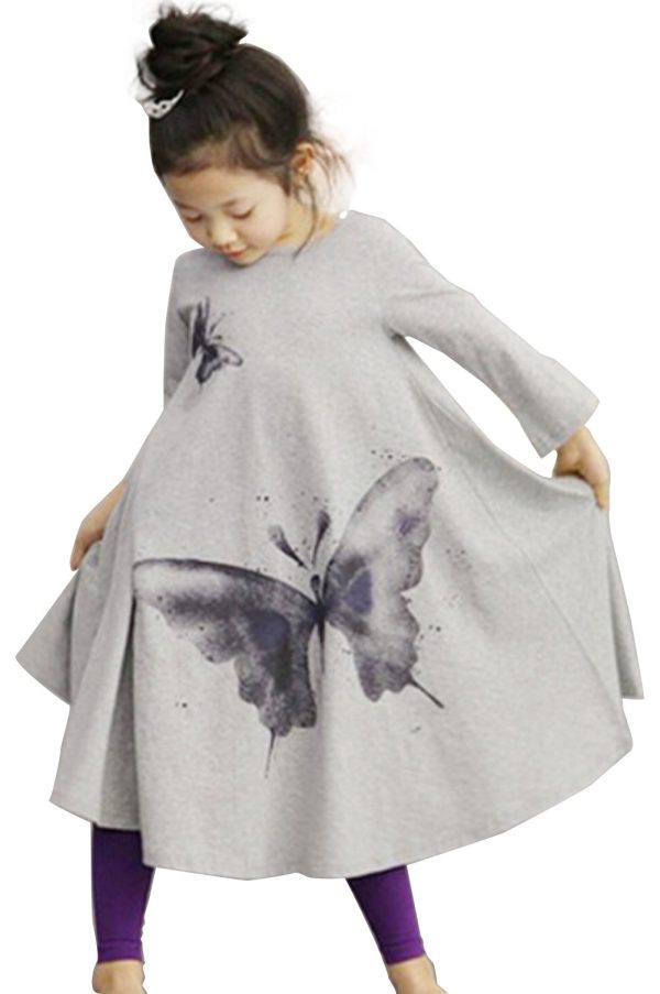 Girls Casual Swing Twirly Cotton Printed Maxi Dresses