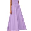 Women's Strapless Wedding Guest Maxi Dresses 2025 Summer Trendy Elegant Classy Smocked Tube Long Flowy Sundress