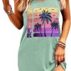 Summer Tank Dress for Women Casual Vacation Sundress Coconut Tree Graphic Beach Cover Up
