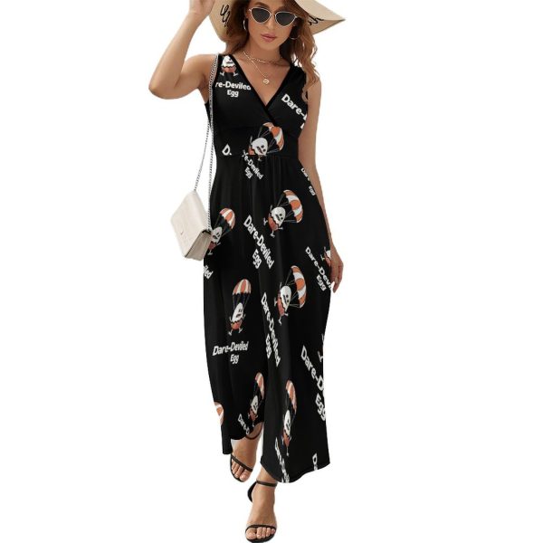 Funny Egg Dare-Deviled Egg Womens Casual Sleeveless Dress Maxi Long Beach Dress Sundress