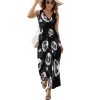 Cute Bear Panda Nerd with Glasses Womens Casual Sleeveless Dress Maxi Long Beach Dress Sundress