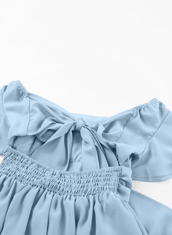 Girls Summer Tie Back Dress Tween Kids Off Shoulder Dresses Size 4-15 Years