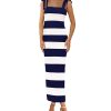 Casual Spring Dresses for Women 2025 Sleeveless Spaghetti Strap Striped Maxi Dress Party Beach Long Dress