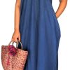 Maxi Dresses for Women Sexy Casual Spaghetti Strap Long Summer Sundress with Pockets
