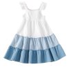 Girls' Color Block Ruffle Trim Sleeveless High Waist Flared Long Cami Dress