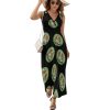 Calm Meditating Puppy Dog Yoga Mandala Womens Casual Sleeveless Dress Maxi Long Beach Dress Sundress
