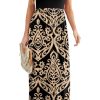 Women Summer Crew Neck Casual Short Sleeve Solid Floral Print Long Maxi Dress with Pockets